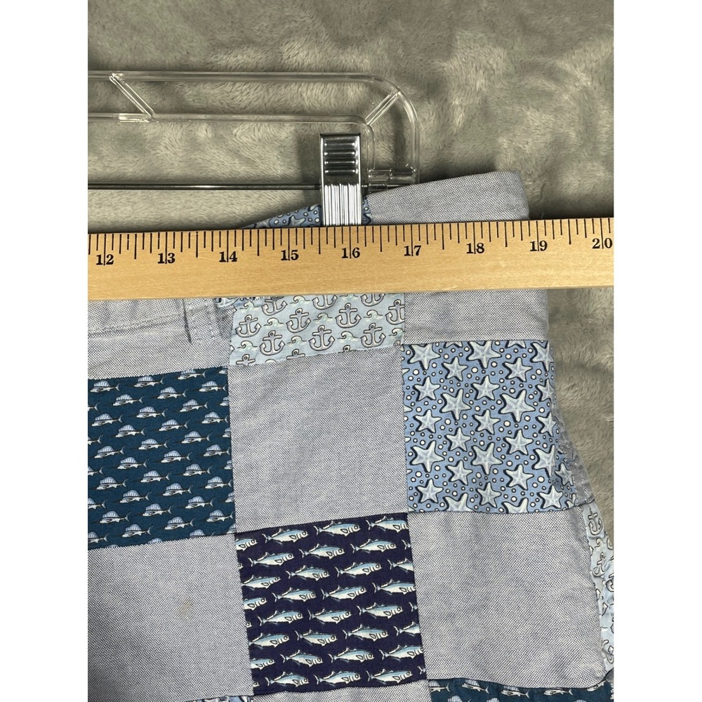 Vineyard Vines Mens 38 Nautical Patchwork Shorts Blue White Anchor Fish Starfish - Picture 7 of 11